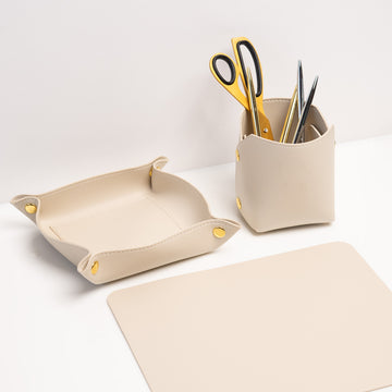 Kit Organização Couro Marfim