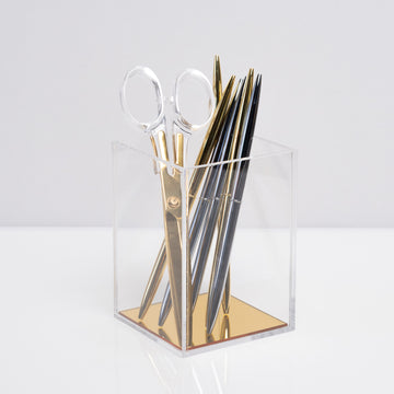 Porta Canetas Clear Gold