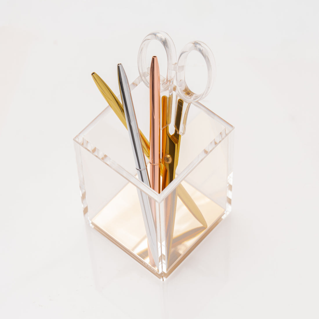 Porta Canetas Clear Gold